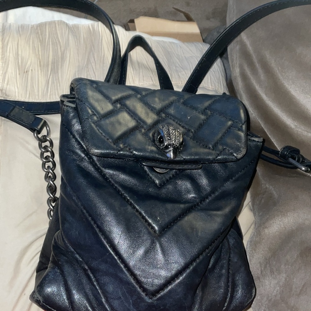 Kurt geiger mini black leather backpack